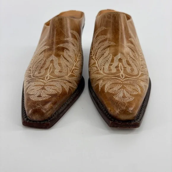Charlie 1 Horse Brown Leather Mules Distressed Handcrafted Brazil 7B Western - Picture 10 of 13